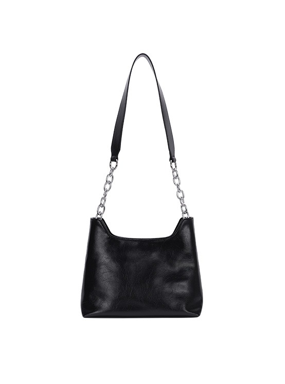Wrinkle Leather Medium Bag in Black_VX0AG0910