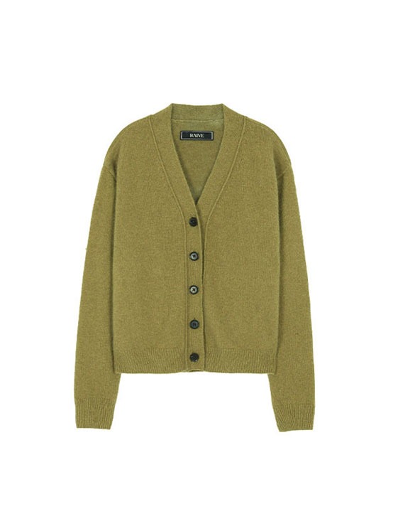 Raccoon-blend Wrap Cardigan in Olive VK1WD170-41