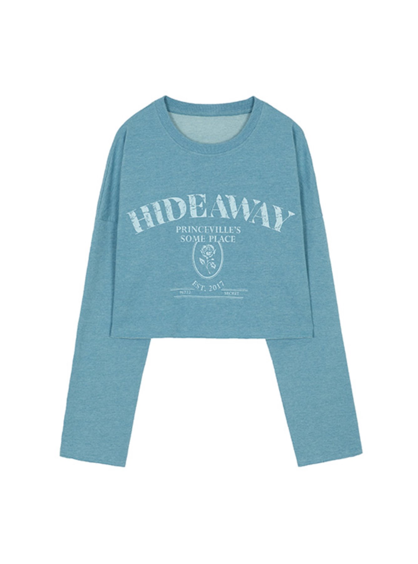 HIDEAWAY Print Cropped Sweatshirt in S/Blue VW2SE110-21