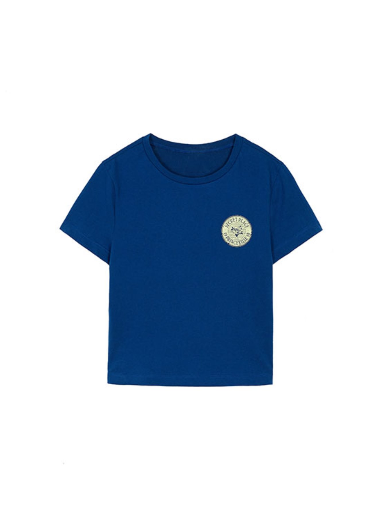 Cropped Mini Print T-shirt in Blue VW2ME123-22
