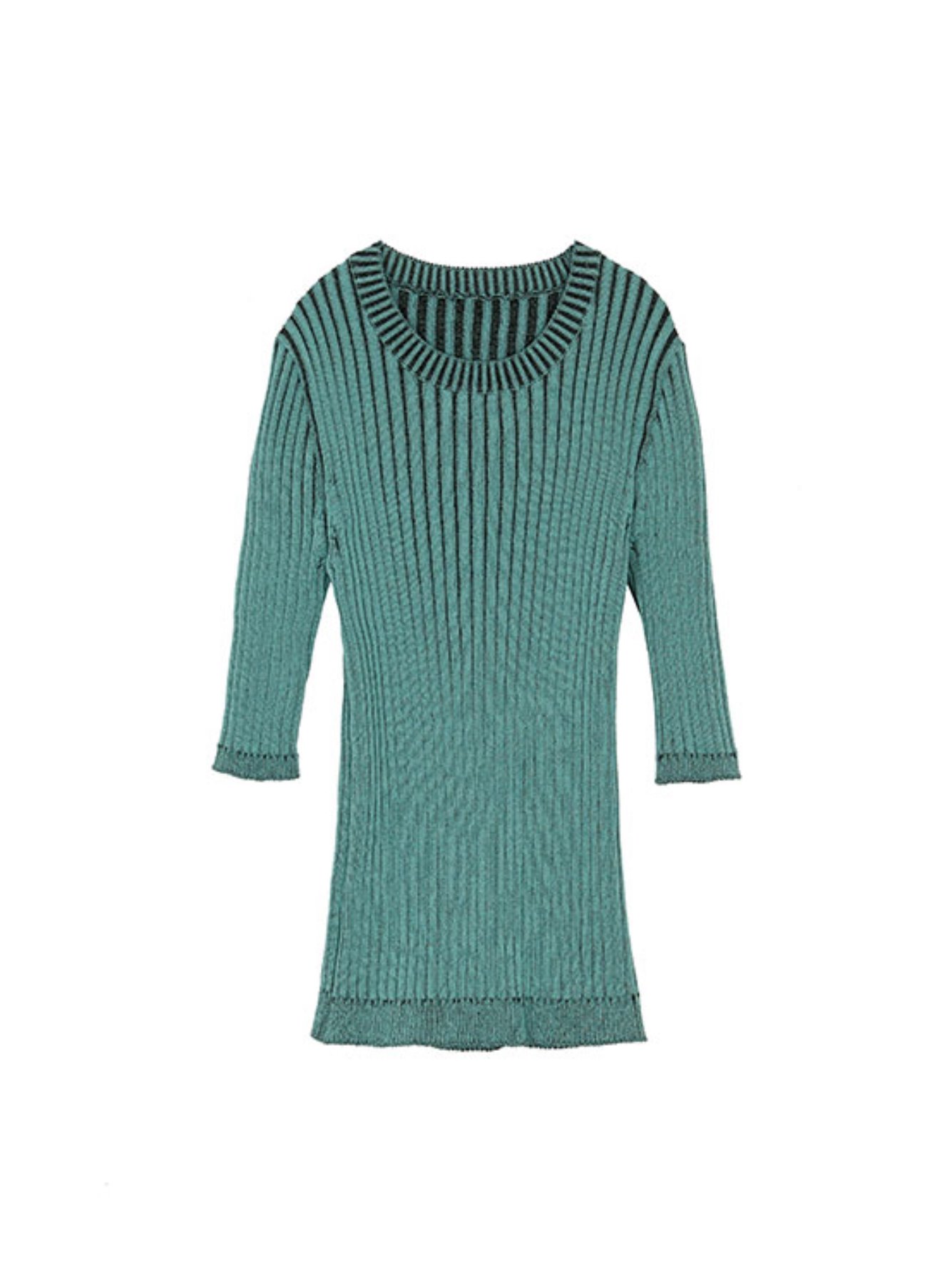 Two-tone Ribbed-knit Top in Mint VK2MP133-31