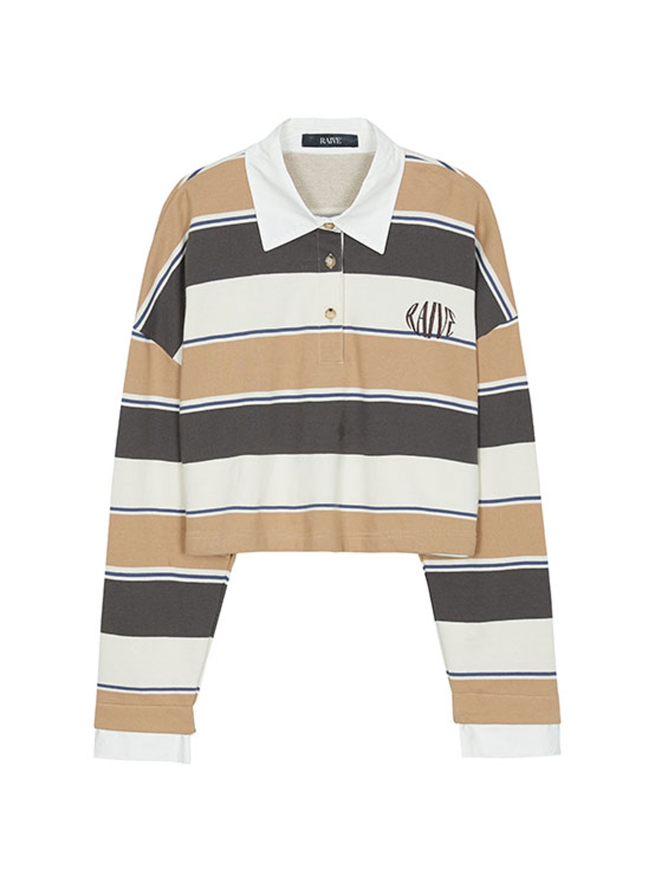 Rugby Cropped Collar T-Shirts in Brown VW2AE325-93