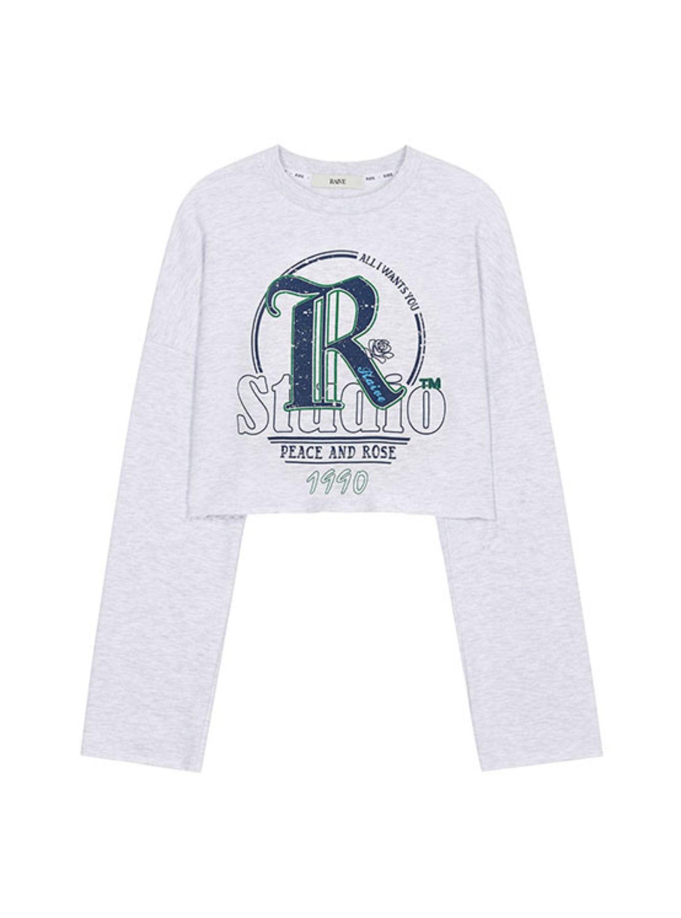 R Graphic Cropped T-shirt in L/Grey VW3SE251-11