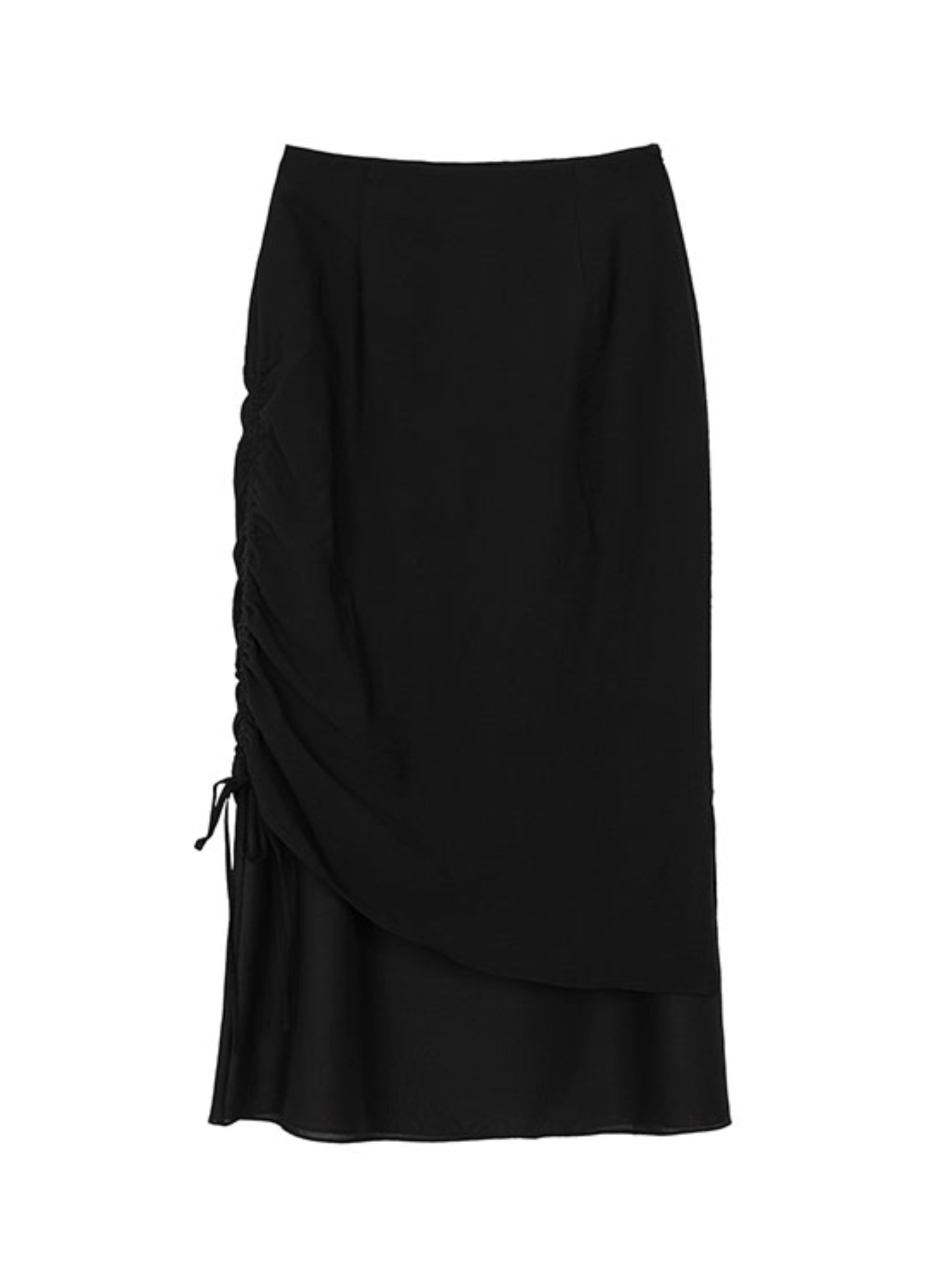 Shrring Unbalanced Skirt in Black VW3SS090-10