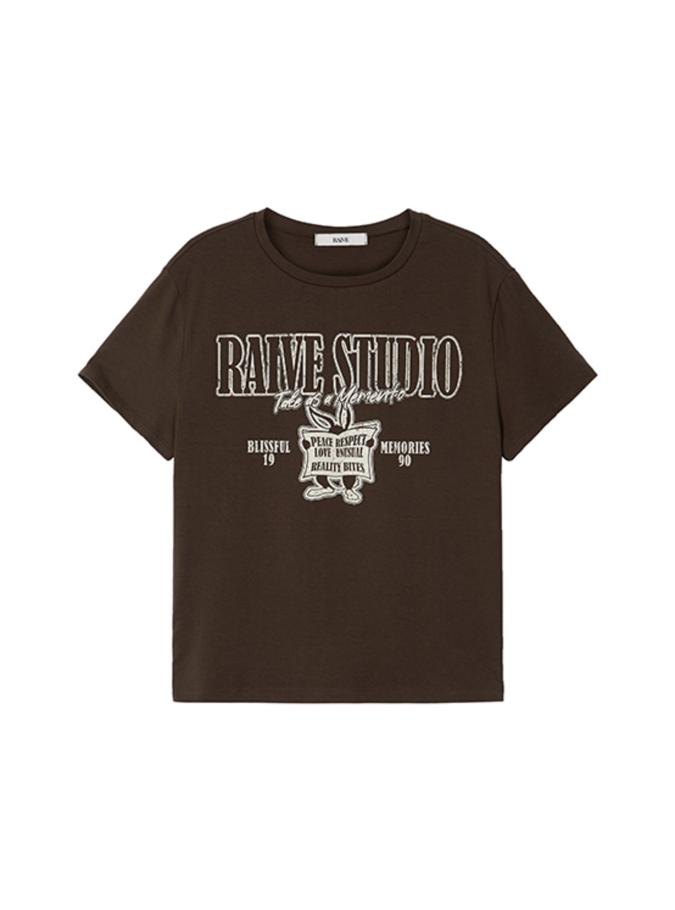 Rabbit Graphic Cropped T-shirt Brown VW3ME267-93