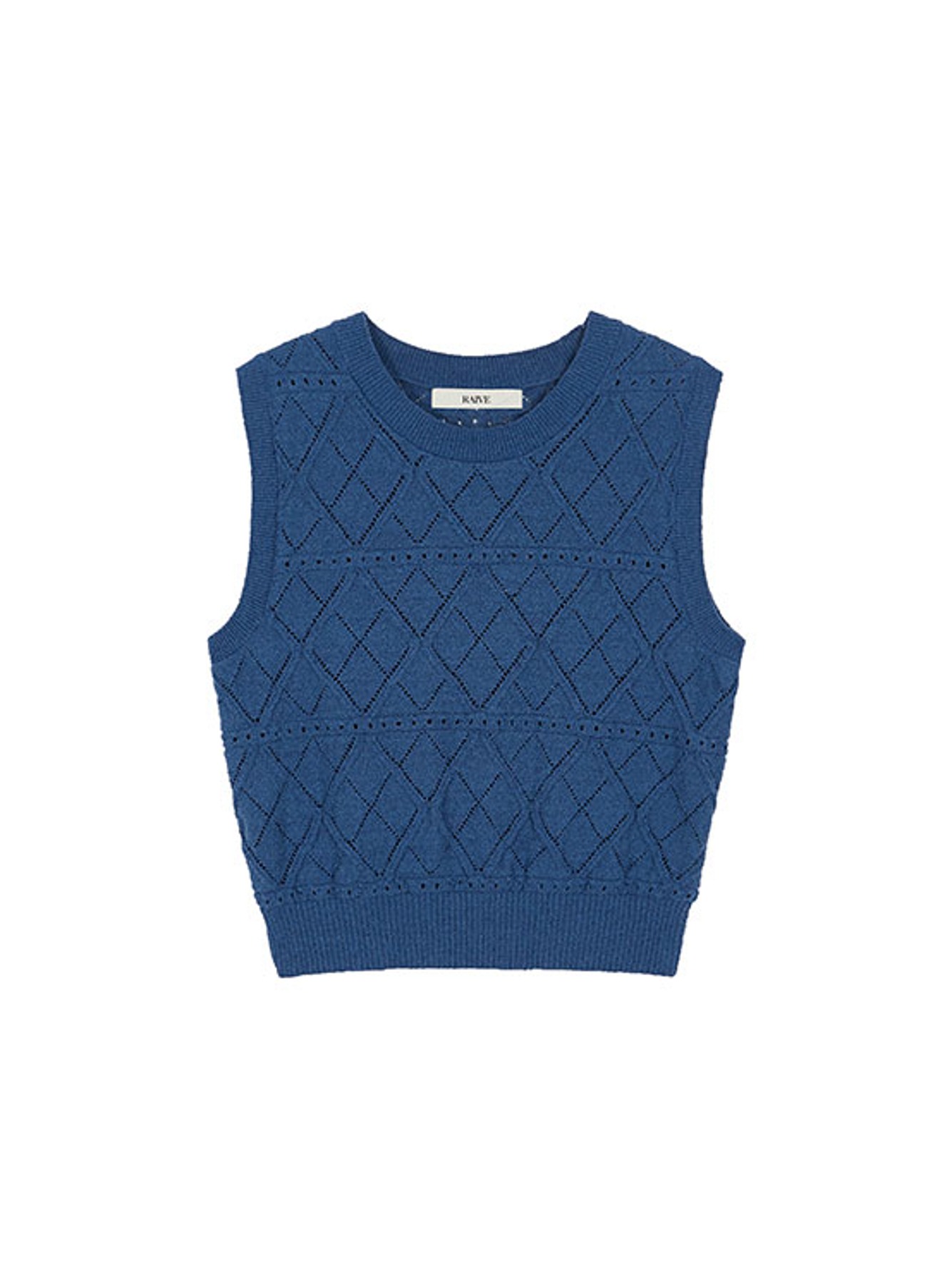 Cropped Knit Vest in Blue VK3MV150-22