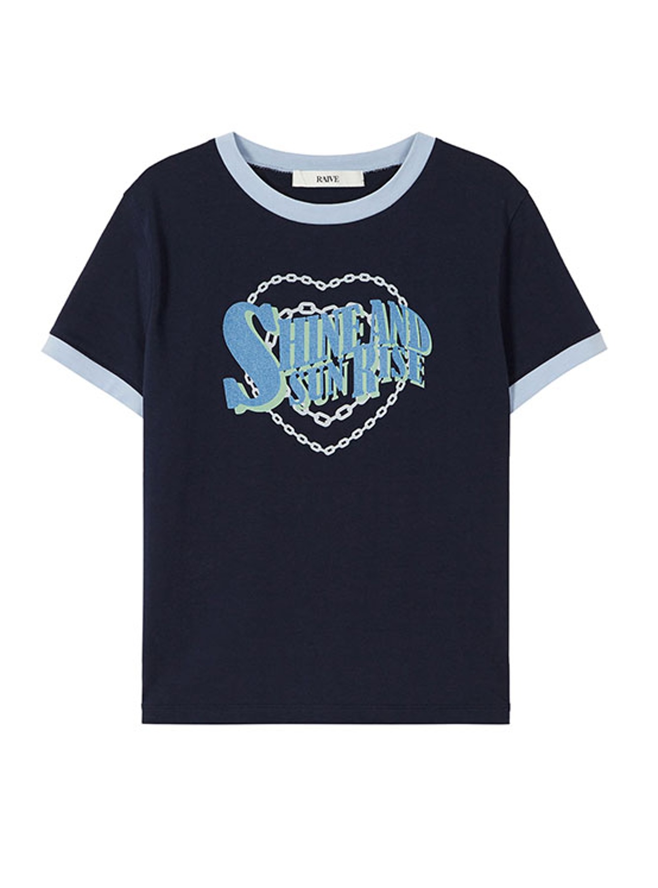 Shine Heart Graphic T-shirt in Navy VW3ME261-23