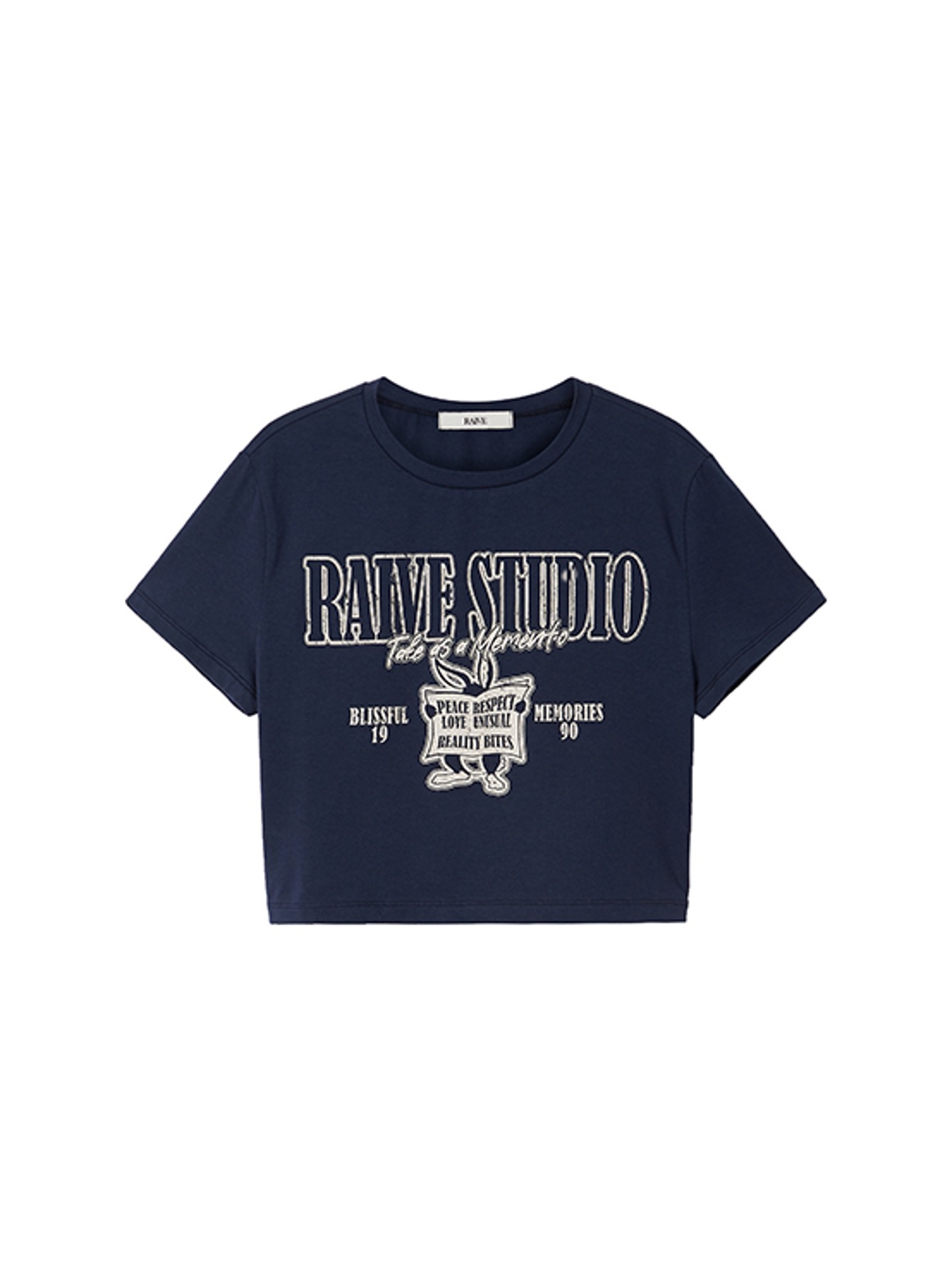 Rabbit Graphic Cropped T-shirt in Navy VW3ME267-23